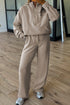 Half Zip Raglan Hoodie Thumbhole Wide Leg Pant Set